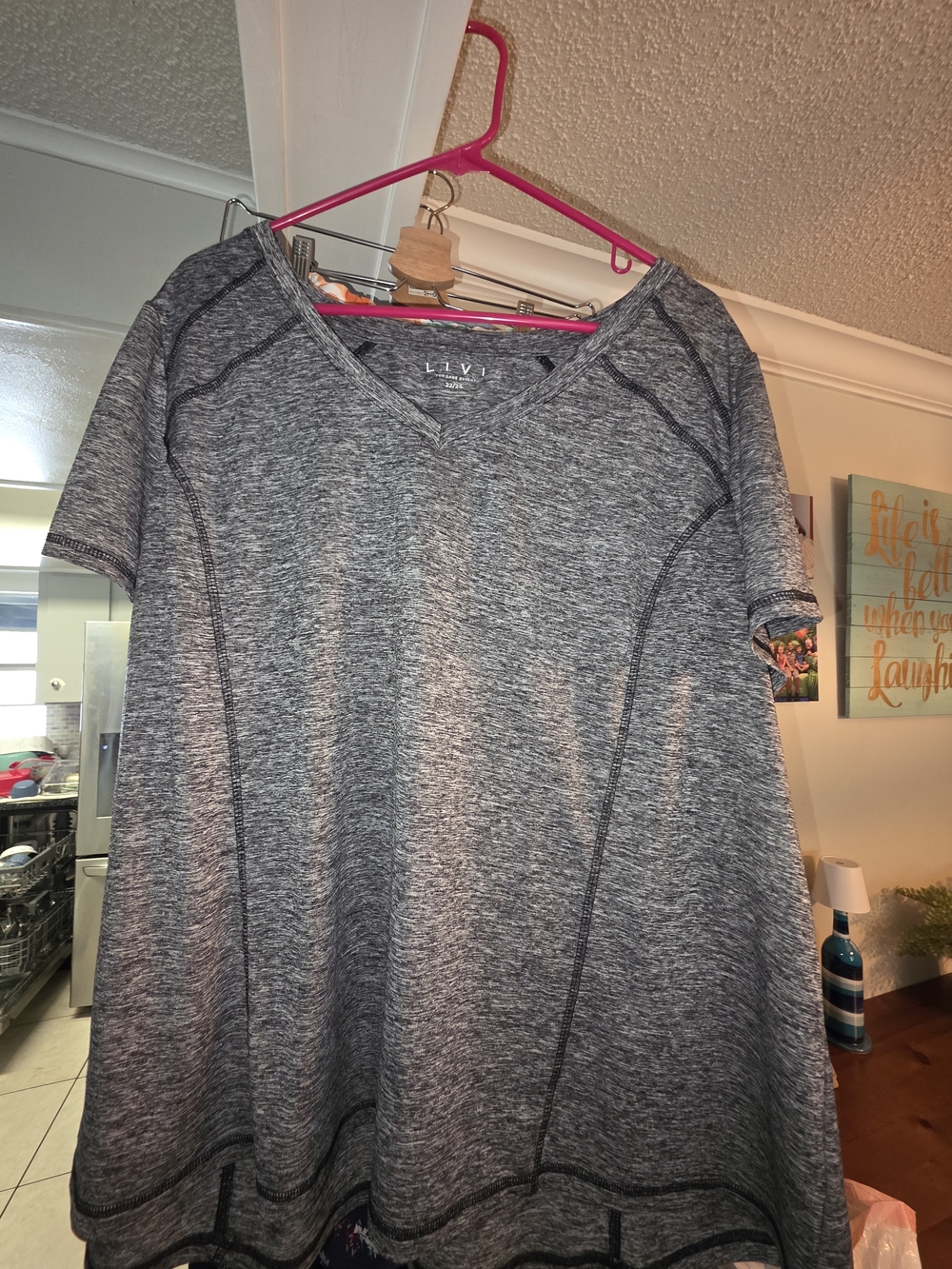 Livi Active Heather Gray Short Sleeve V-Neck Tee